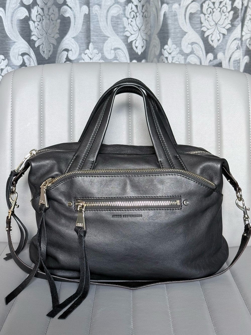 Aimee Kestenberg NWOT Night is Young Black Leather Convertible Satchel